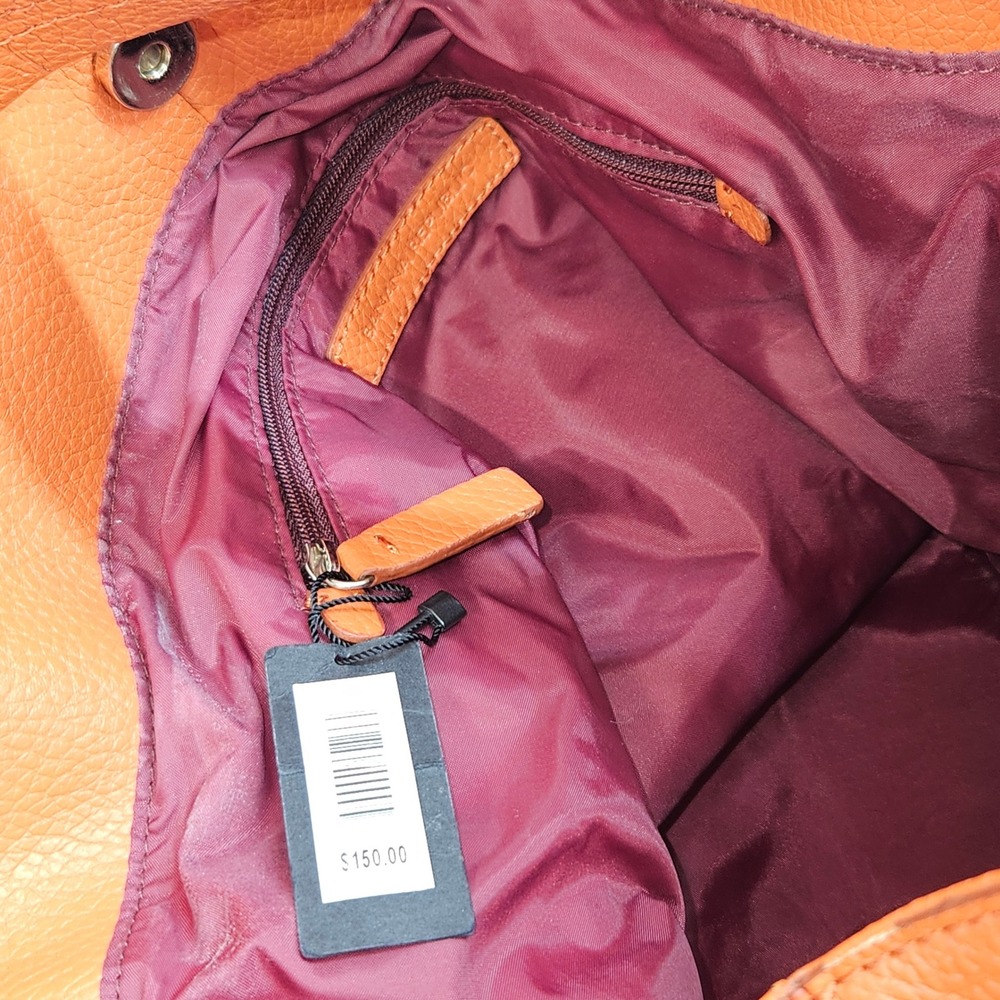 Banana Republic Orange Pebbled Genuine Leather Melissa Hobo Shoulder Bag - Picture 10 of 16